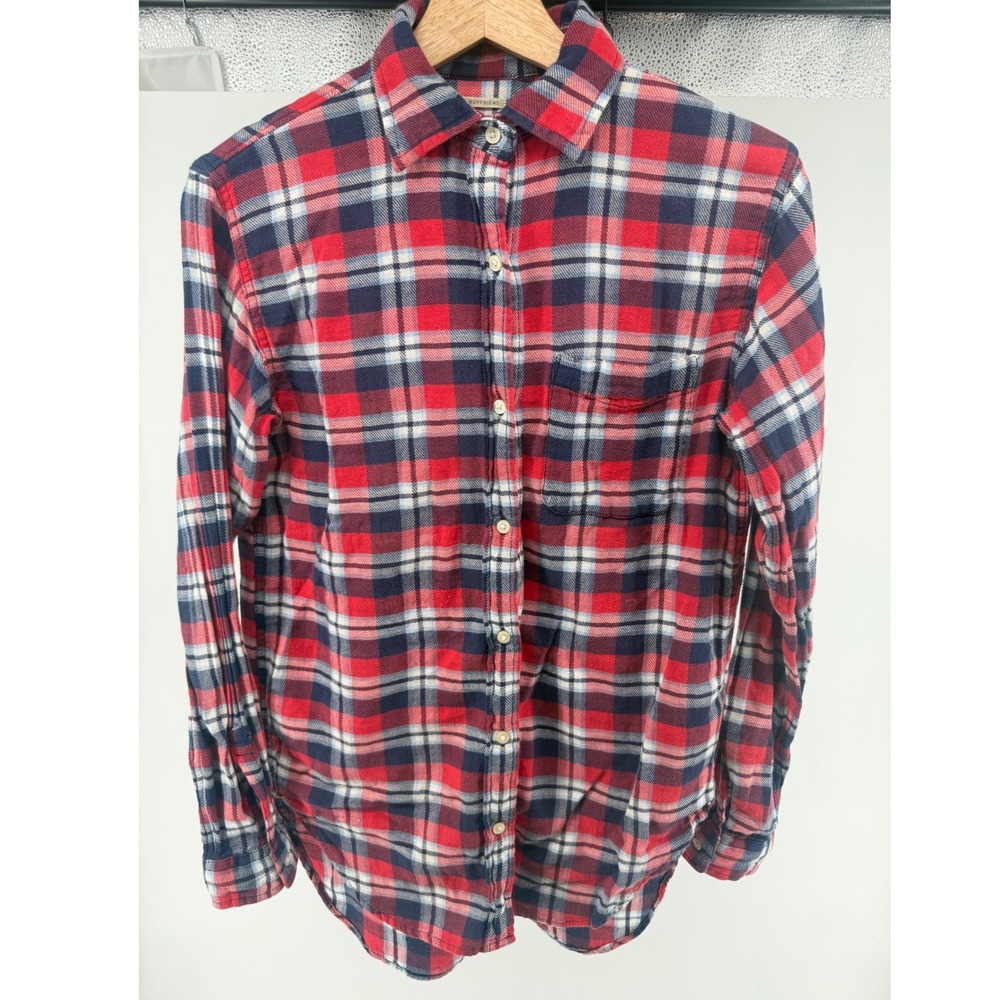 Denim Supply Ralph Lauren RL Boyfriend‎ Plaid Flannel Shirt XS Red Blue White